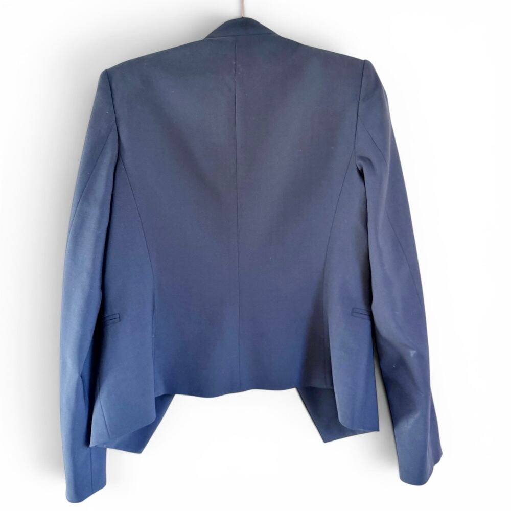Theory Lanai Virgin Wool Blend Open Front Blazer Navy Women's Size 10 - Picture 3 of 9